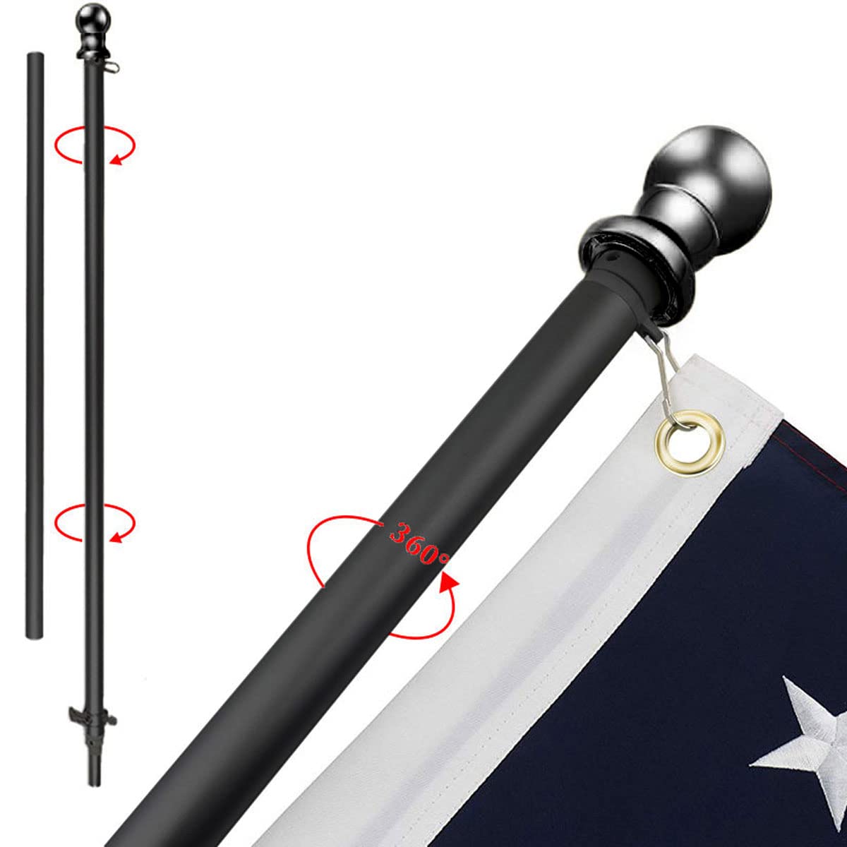 InstaPatriot™ American Flag, Flagpole & Titan™ Bracket Kit - Black - Image 4