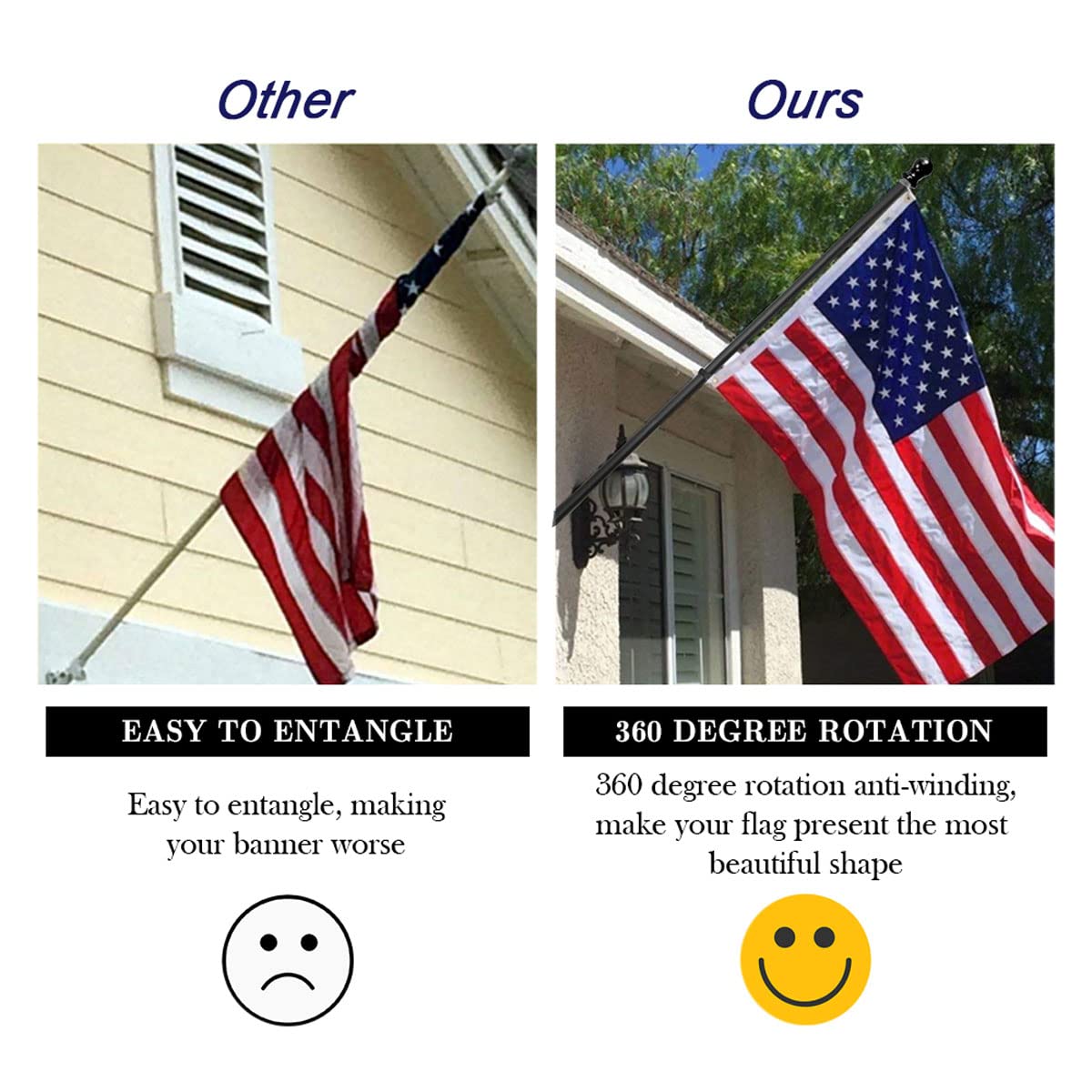 InstaPatriot™ American Flag, Flagpole & Titan™ Bracket Kit - Black - Image 8