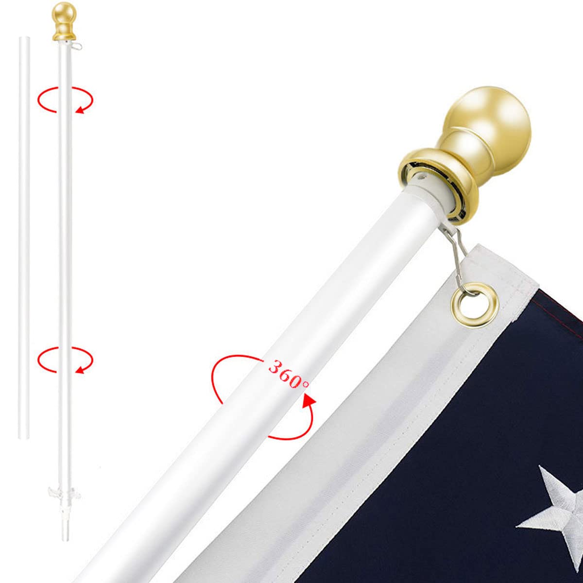 InstaPatriot™ American Flag, Flagpole & Freedom™ Bracket Kit - Vivid White - Image 4