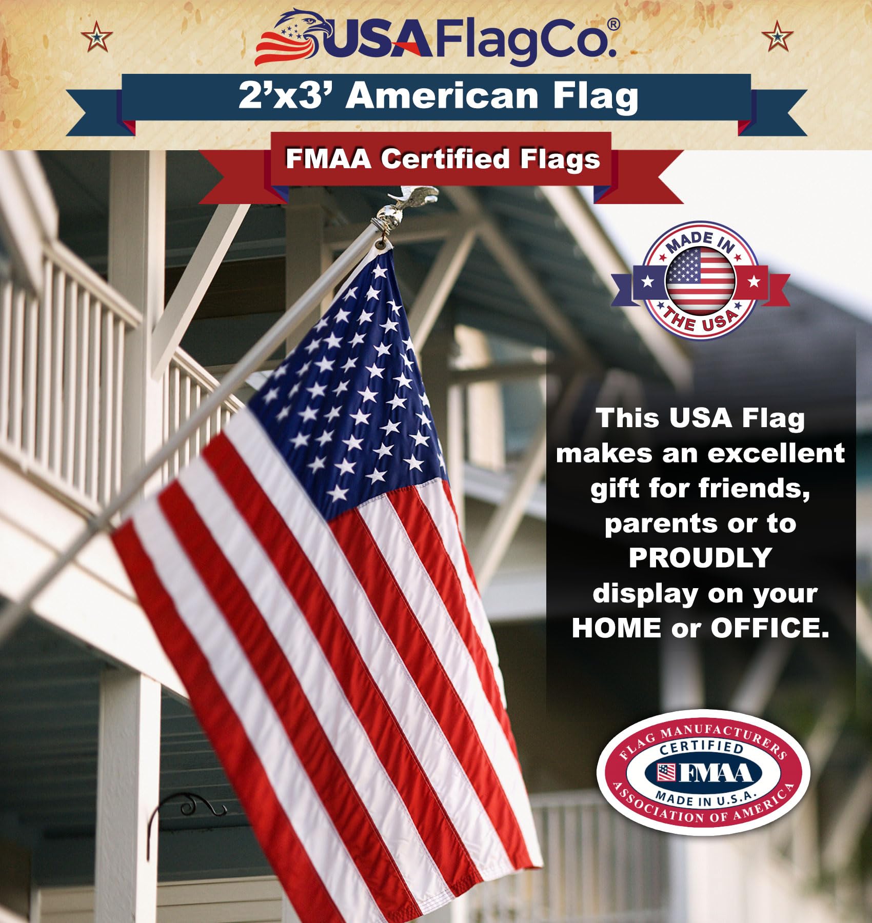 USA Flag Co. US Flag Made in USA The BEST 2x3 Embroidered Stars and Sewn Stripes American Flag - Image 7